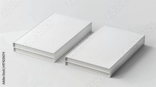 Minimalist Mockup of Two Closed White Books on Clean White Background for Publishing Branding, Book Cover Design, and Professional Stationery Presentation