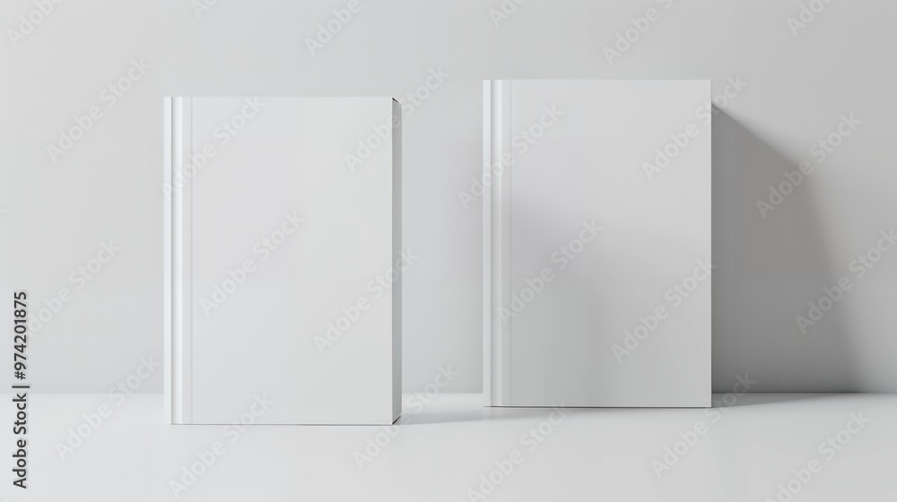 Minimalist Mockup of Two Closed White Books on Clean White Background for Publishing Branding, Book Cover Design, and Professional Stationery Presentation Minimalist Mockup of Two Closed White Books on Clean White Background for Publishing Branding, Book Cover Design, and Professional Stationery Presentation
