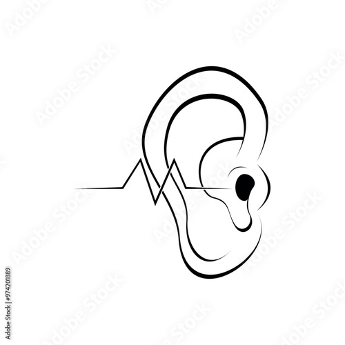 Vector icon of ear, frequency for treatment template