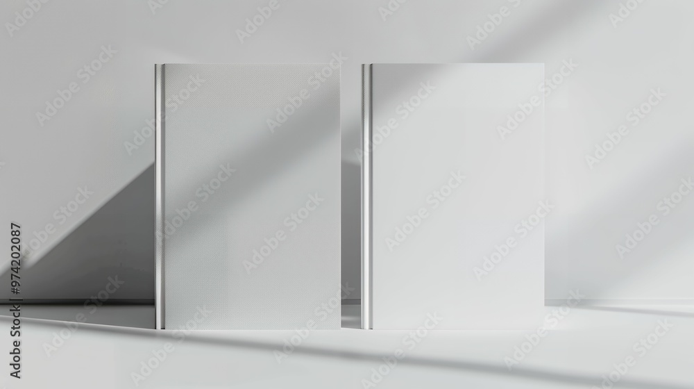 Minimalist Mockup of Two Closed White Books on Clean White Background for Publishing Branding, Book Cover Design, and Professional Stationery Presentation Minimalist Mockup of Two Closed White Books on Clean White Background for Publishing Branding, Book Cover Design, and Professional Stationery Presentation
