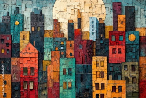 Wallpaper Mural Abstract Cityscape with Mosaic Texture Torontodigital.ca