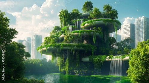 A green future where technology and nature coexist,