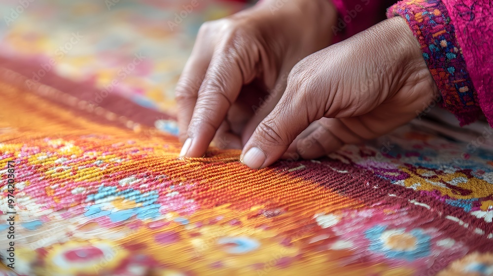 Nepalese Handicrafts: A close-up of a Nepalese artisan’s hands weaving a traditional rug, with intricate patterns and bright colors highlighting the craftsmanship.
Nepalese Handicrafts: A close-up of a Nepalese artisan’s hands weaving a traditional rug, with intricate patterns and bright colors highlighting the craftsmanship.