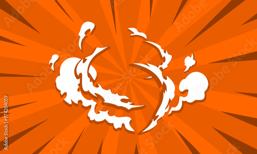 Comic book style landing smoke effect background. Comic illustration