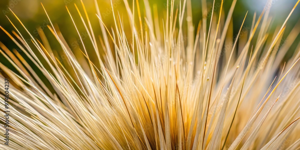 Obraz premium Delicate beige porcupine grass blades dance in gentle curls, their feathery texture soft to the touch, while a