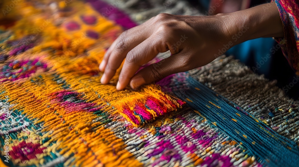Nepalese Handicrafts: A close-up of a Nepalese artisan’s hands weaving a traditional rug, with intricate patterns and bright colors highlighting the craftsmanship.
Nepalese Handicrafts: A close-up of a Nepalese artisan’s hands weaving a traditional rug, with intricate patterns and bright colors highlighting the craftsmanship.