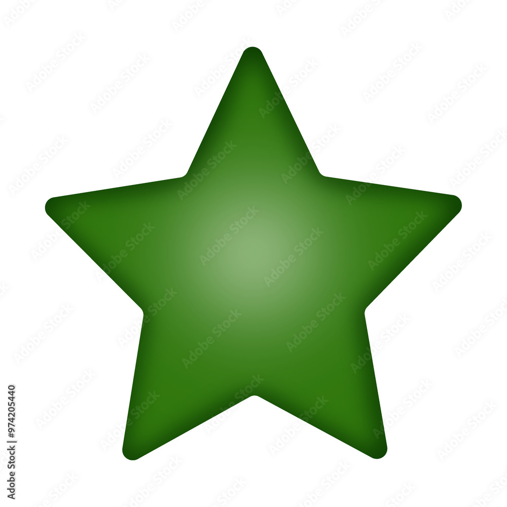 Green Christmas Star with Light Effect, Isolated on White Green Christmas Star with Light Effect, Isolated on White