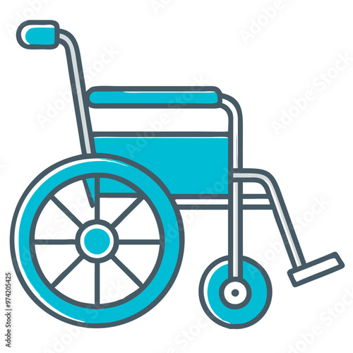 Wheelchair Vector Icon, Blue and Gray Line Art for Accessibility and Mobility
