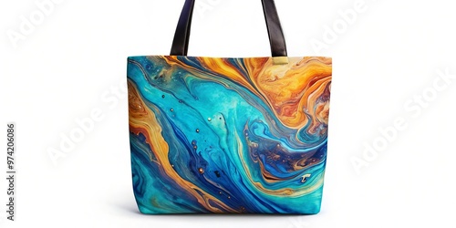 • Elegantly designed tote bag features a mesmerizing oil spill pattern, crafted from durable material for a stylish photo