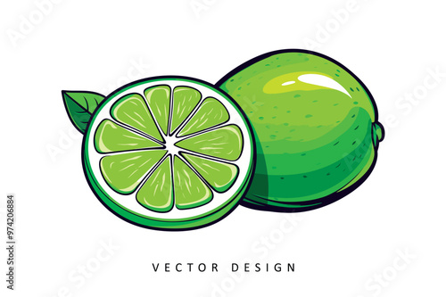 fresh lime fruit vector design isolated illustration
