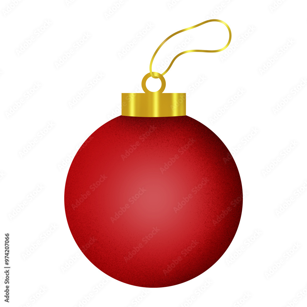 Red Christmas Ball with String, Isolated on White Red Christmas Ball with String, Isolated on White
