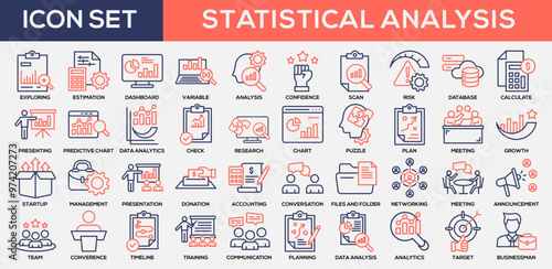 Statistical Analysis Line color Icon Collection