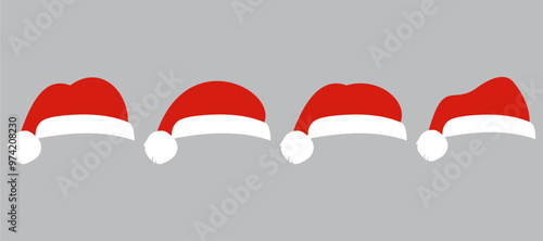 Vector illustration of santa claus hat. chrismas hat set.
