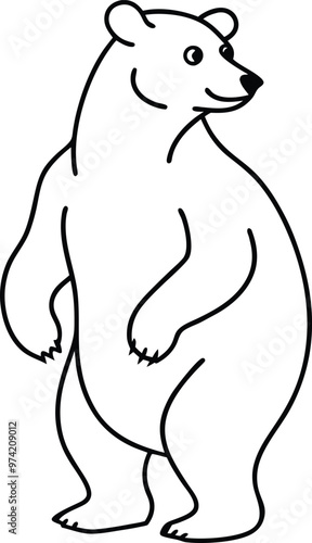 Kids Coloring Fun with Bear Standing on Hind Legs
