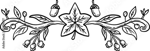 sketch fall leaves border divider frame