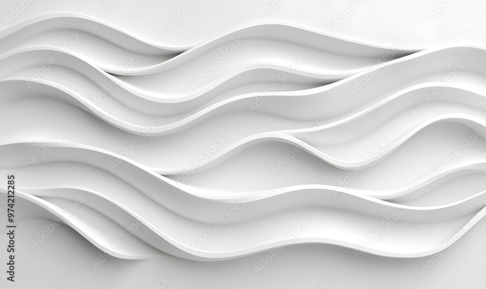 Fototapeta premium Minimalist style pure white wave world wallpaper