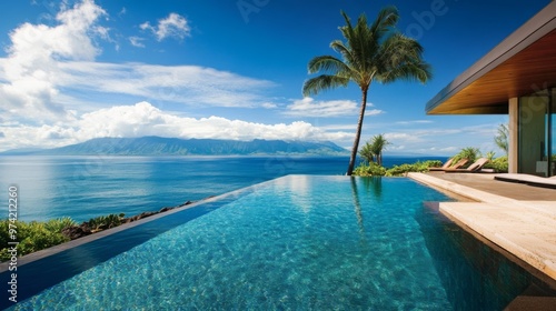 Hawaiian resort with a beautiful infinity pool overlooking the ocean