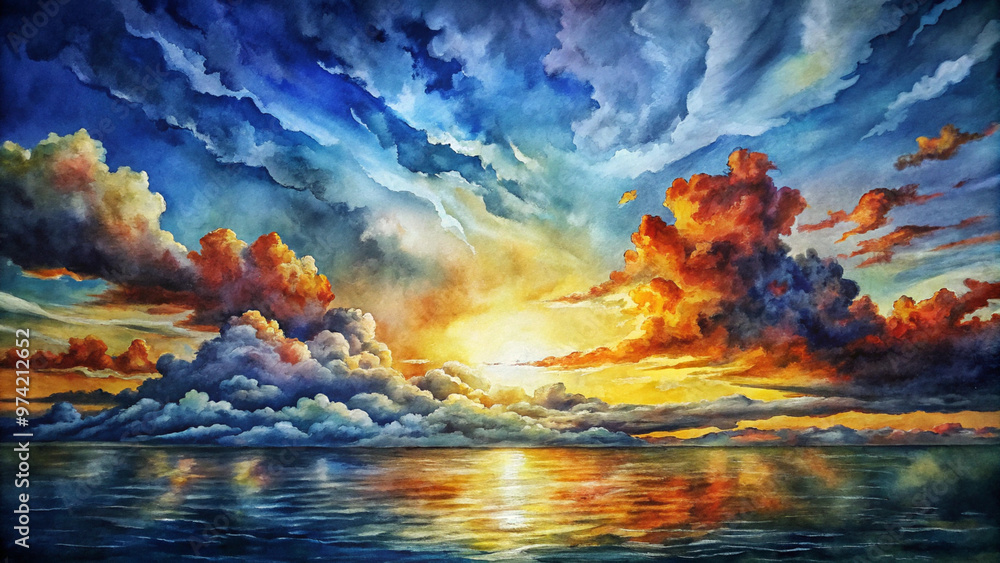 Naklejka premium Magical colorful clouds at sunset with a captivating atmosphere