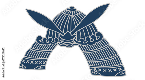 筒描調家紋素材・二枚桑兜