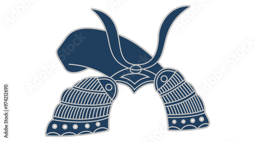 筒描調家紋素材・立テ烏帽子兜