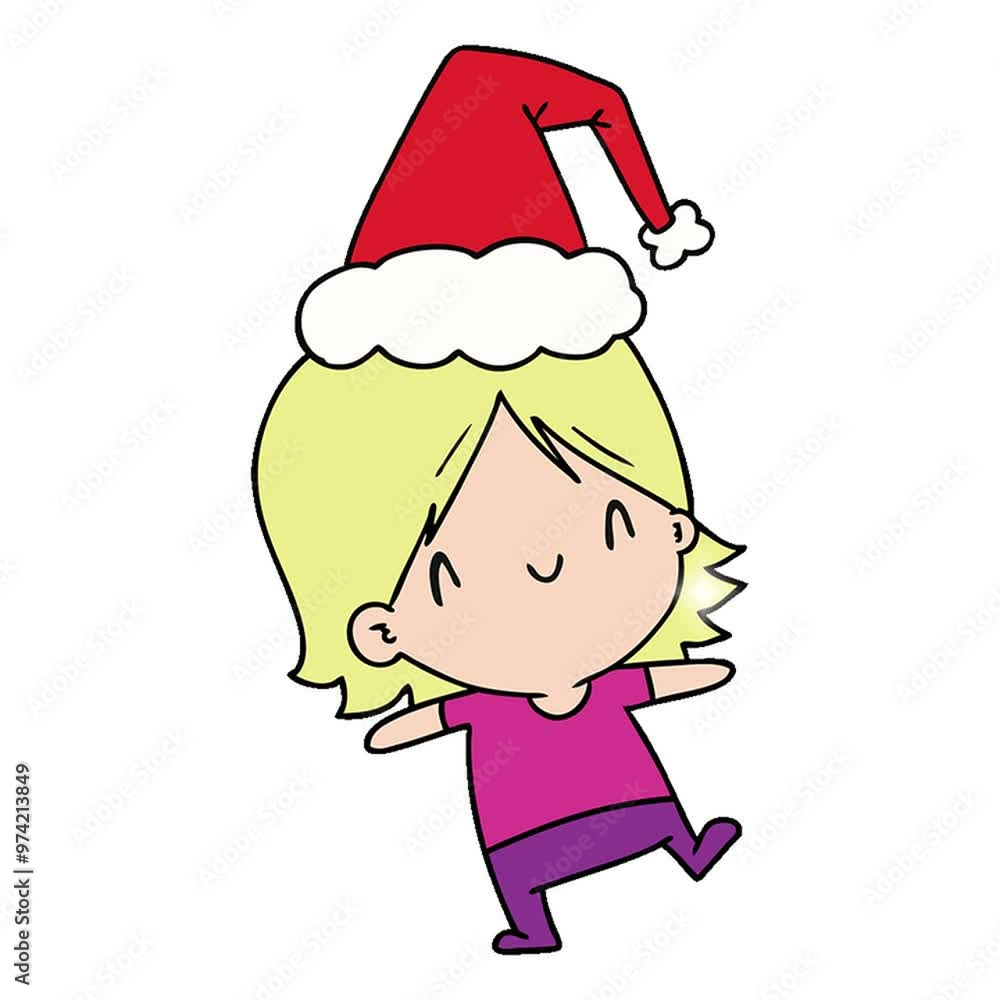 hand drawn christmas cartoon of kawaii girl hand drawn christmas cartoon of kawaii girl