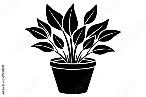 Potted Plant Silhouette Vector Art, Icons, potted plant illustration