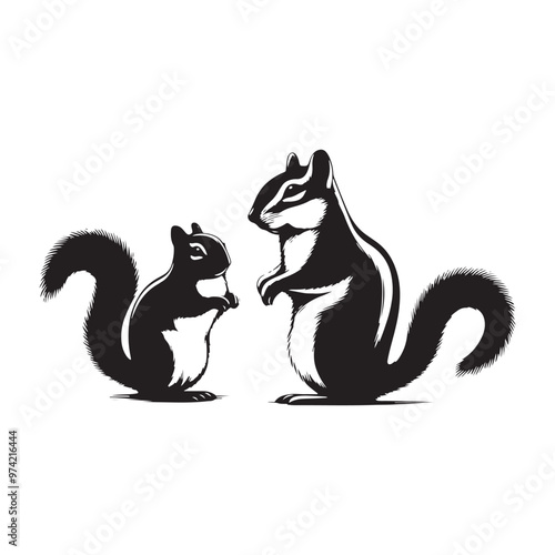 Minimalistic chipmunk silhouette for diverse artistic uses - Chipmunk black vector
