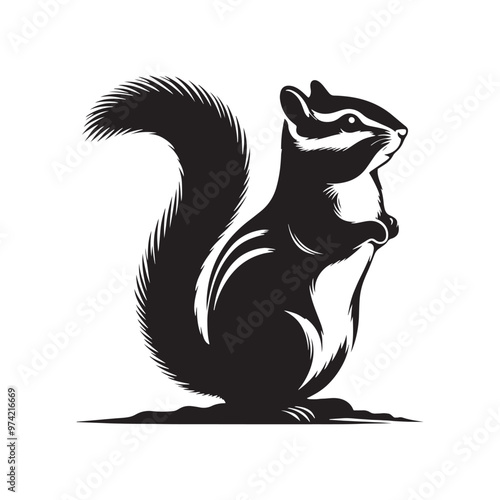 Simplified chipmunk silhouette for modern creative media - Chipmunk black vector
