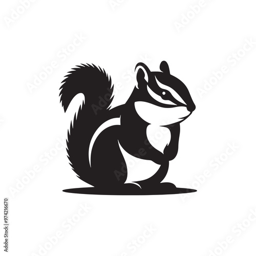 Detailed chipmunk silhouette for unique digital artwork - Chipmunk illustration - minimallest chipmunk vector
