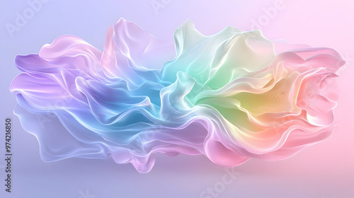 An abstract image showcasing delicate, flowing fabric-like textures in soft pastel hues of pink, purple, blue, and green, creating a gentle and calming visual effect.