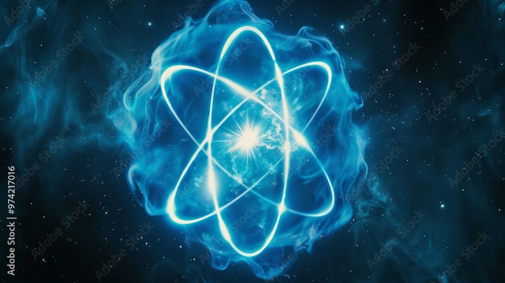 Centered Symmetrical Glowing Lithium Atom in Cosmic Space Centered Symmetrical Glowing Lithium Atom in Cosmic Space
