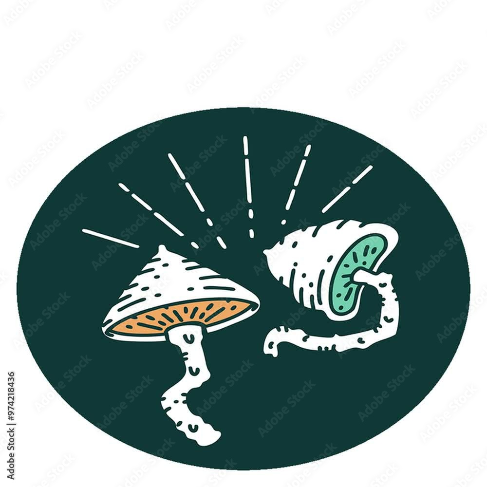 icon of a tattoo style mushrooms icon of a tattoo style mushrooms