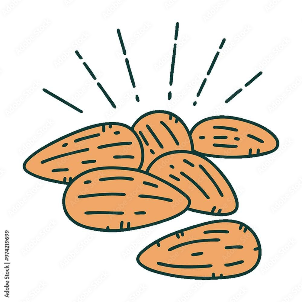 illustration of a traditional tattoo style almonds illustration of a traditional tattoo style almonds