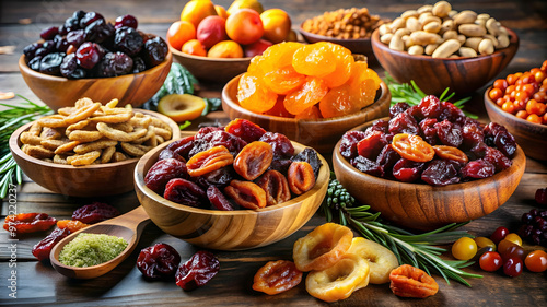 the opulence of a royal feast, adorned with a variety of dried fruits in vibrant hues.