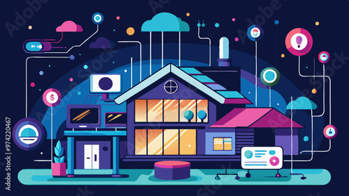 A house with a lot of technology and gadgets, including a TV, a computer