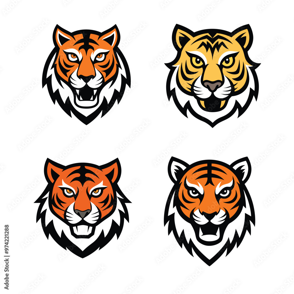 set of tiger mascot logo set of tiger mascot logo
