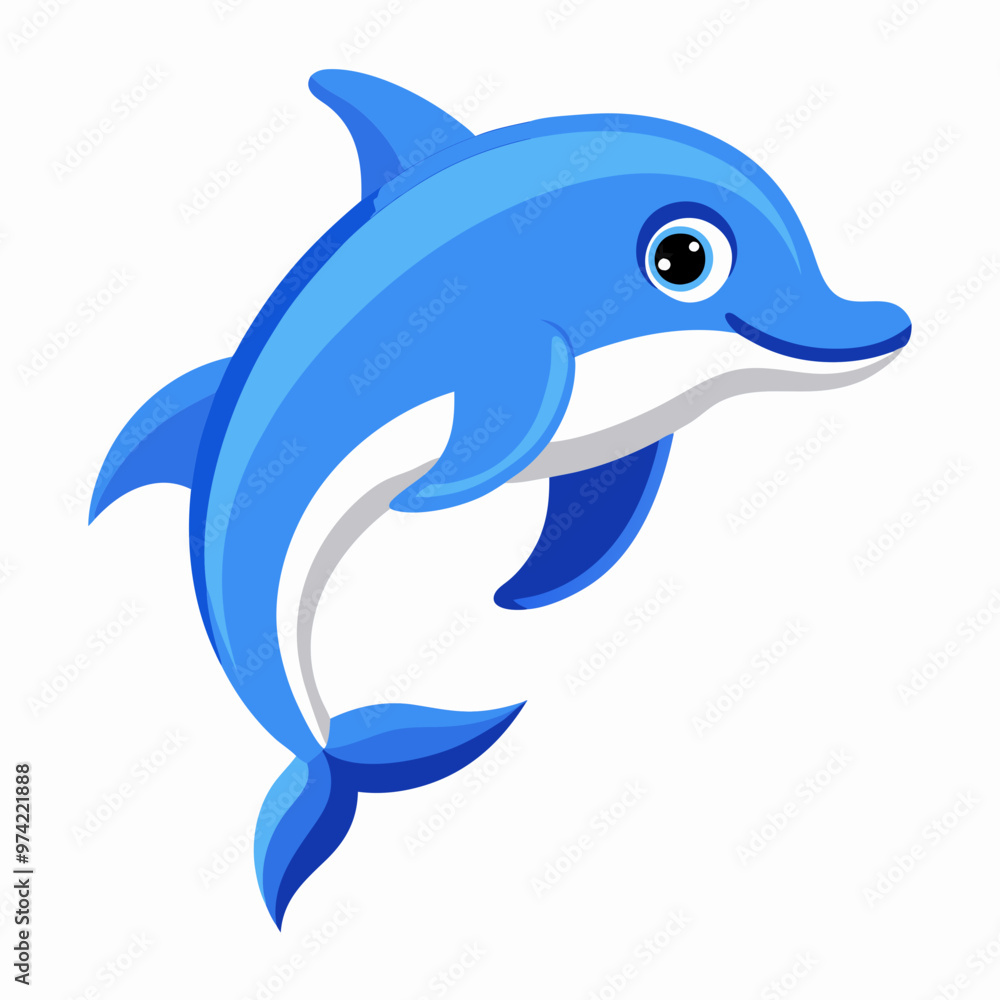 Fototapeta premium blue happy dolphin graphic vector