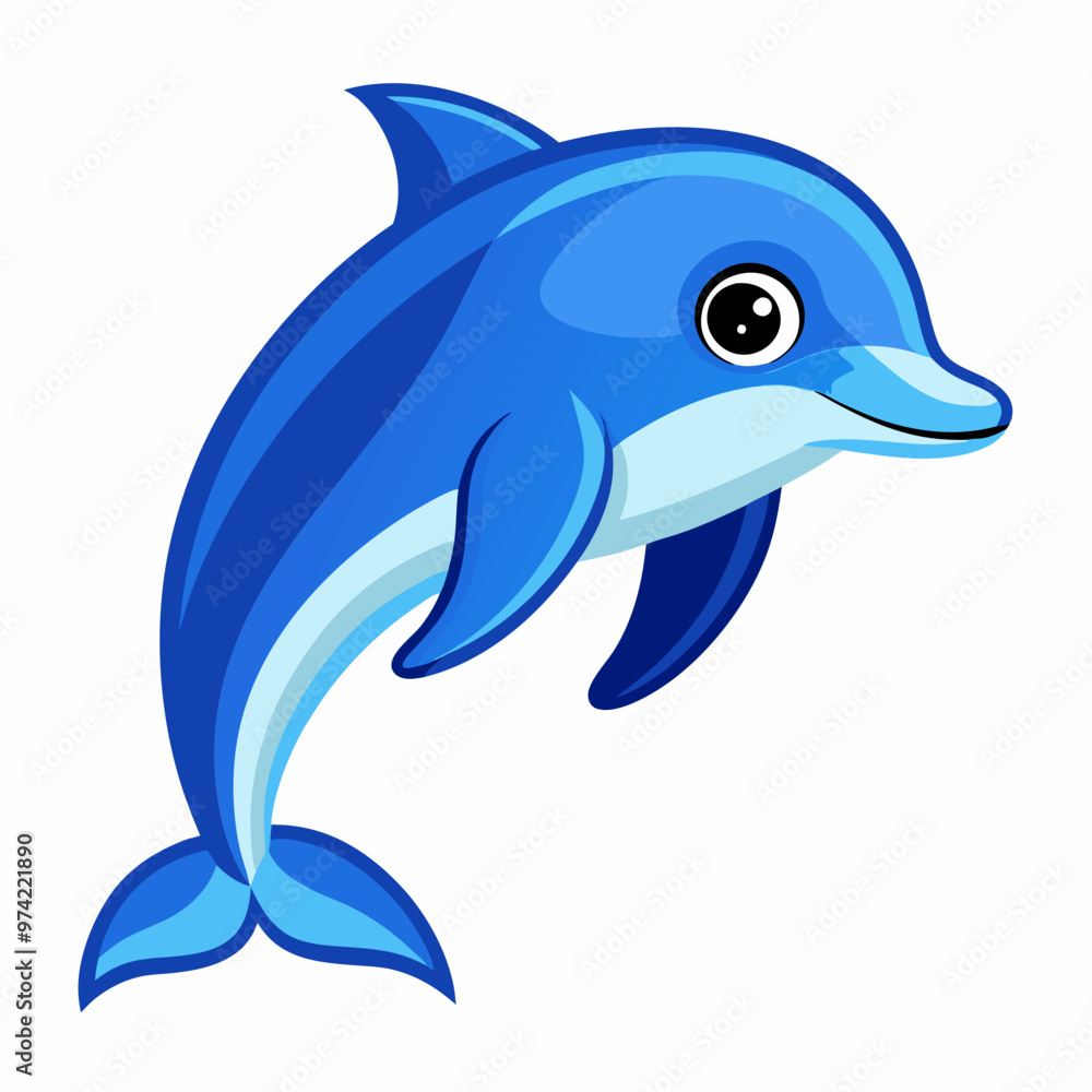 Fototapeta premium blue happy dolphin graphic vector