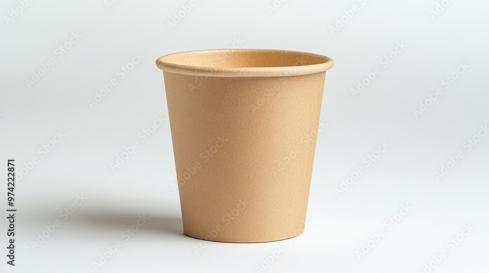A brown paper cup, empty and isolated on a white background. A brown paper cup, empty and isolated on a white background.