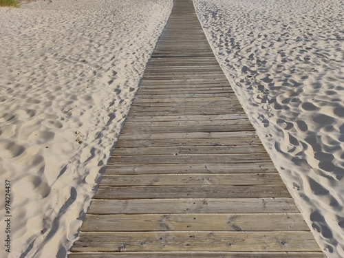 wooden path on the beach