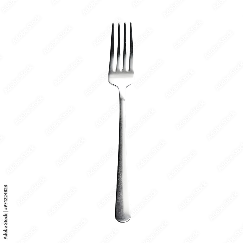 A single silver fork, isolated against a black background. A single silver fork, isolated against a black background.