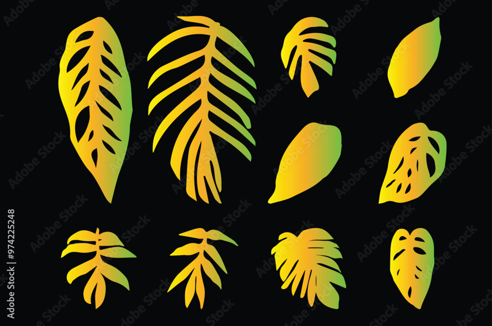 Various leaves doodle collection vector Various leaves doodle collection vector