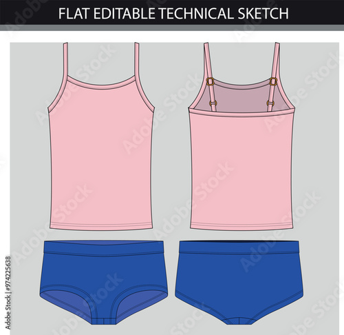 Fashionable women's inner wear. Vector illustration in flat style.