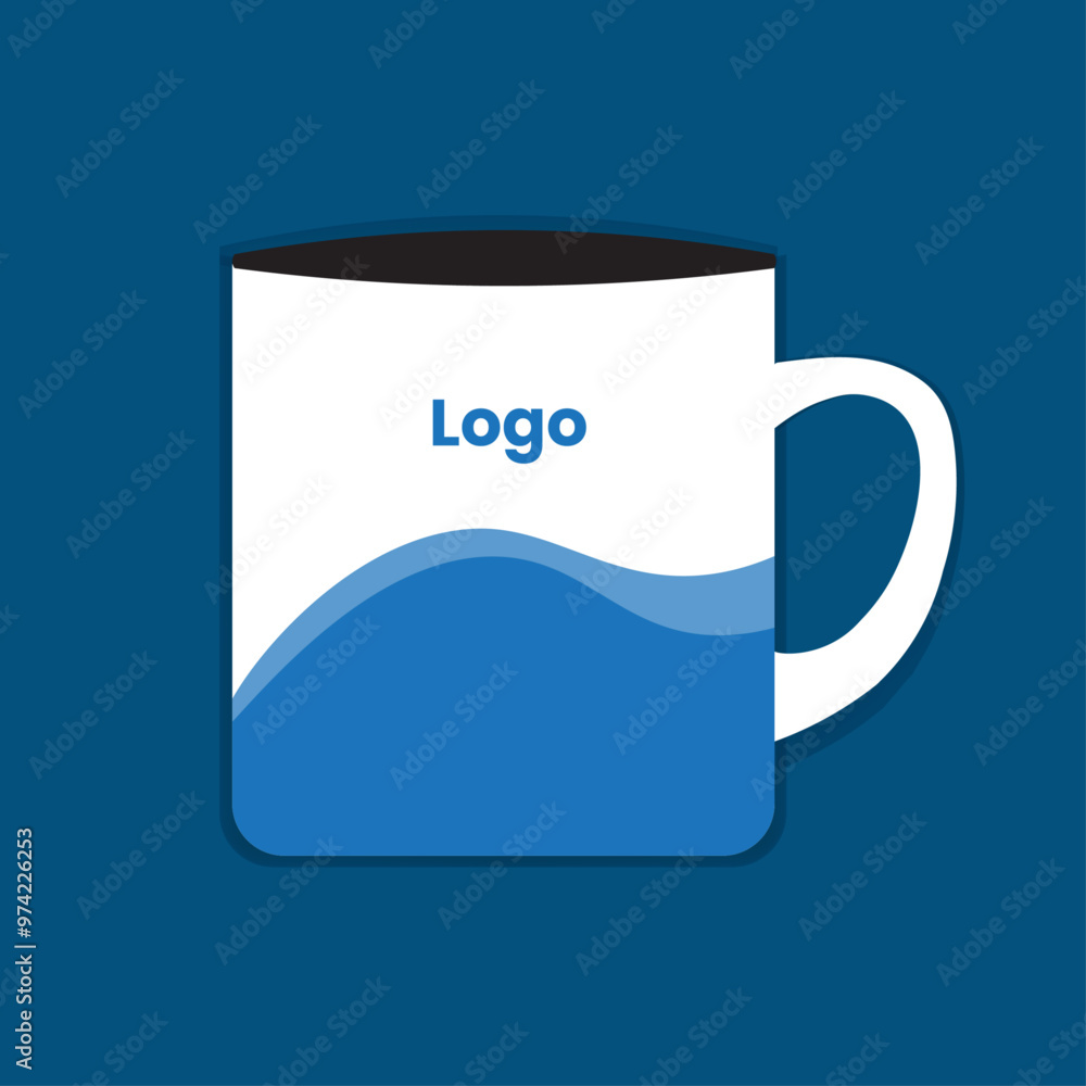Blue ceramic coffee mug design template. Blue ceramic coffee mug design template.