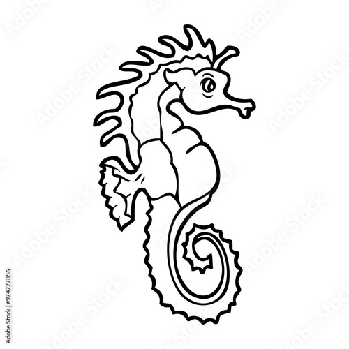 seahorse line vector illustration