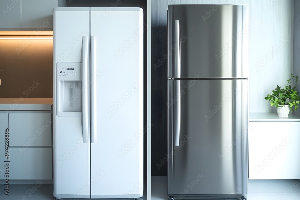 Two Refrigerators in a Modern Kitchen Two Refrigerators in a Modern Kitchen