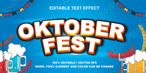 Oktoberfest text effect design, editable eps vector typography effect