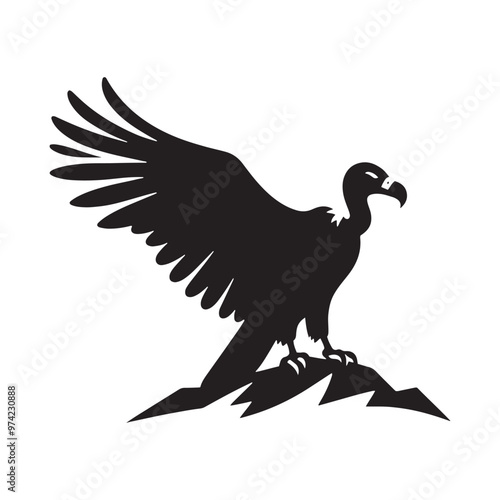 Elegant condor silhouette for various design uses - Condor black vector
