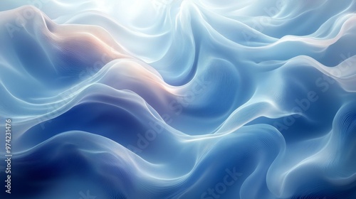 Abstract flowing blue waves texture Generative AI