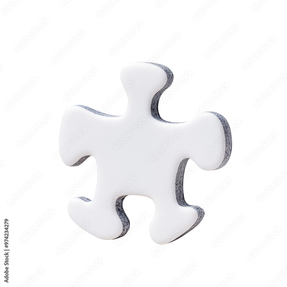 A single white puzzle piece on a transparent background symbolizing problem-solving, creativity, and completion. A single white puzzle piece on a transparent background symbolizing problem-solving, creativity, and completion.